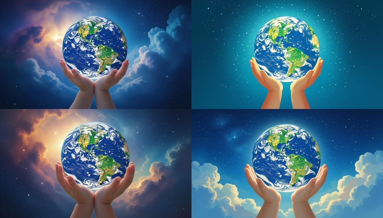 Child's Hands Gently Holding Planet Earth