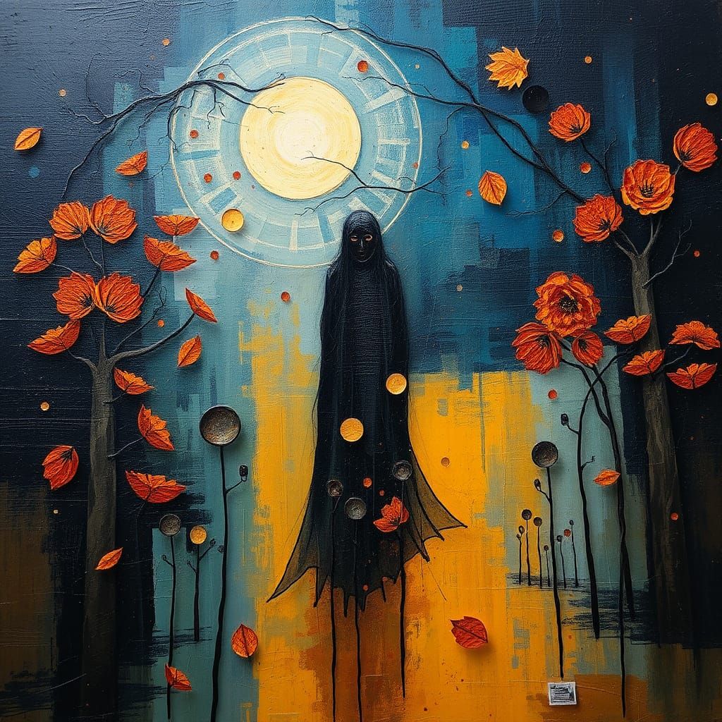 Magic and Loss in Impasto Autumn Collage