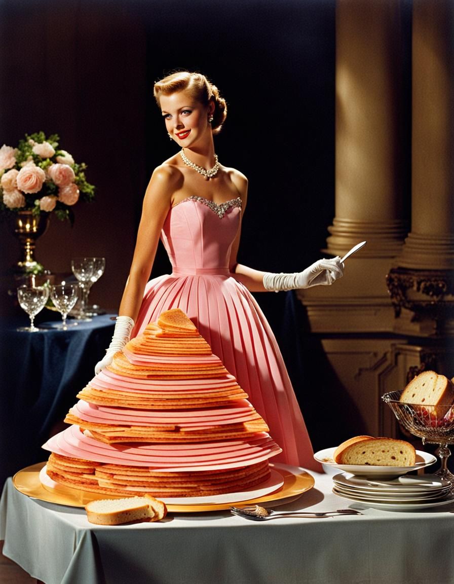 Starlet in a Ham, Cheese, and Bread Evening Gown