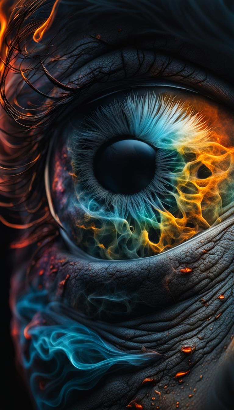 Hyperrealistic Close-Up: Smoke and Light