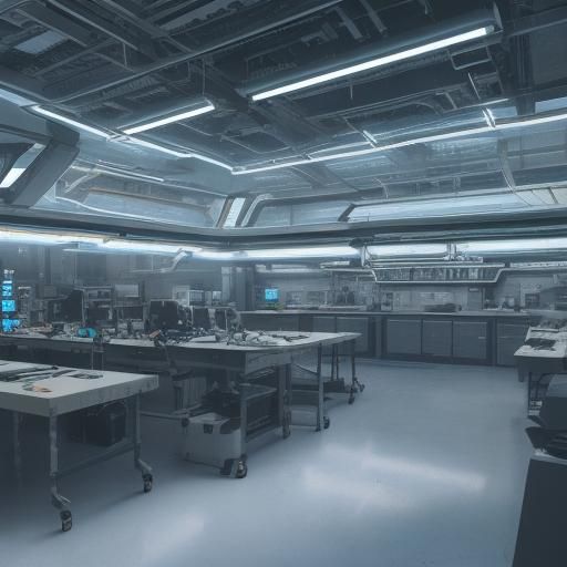 Futuristic Cyber Laboratory with Alchemist in White Lab Coat