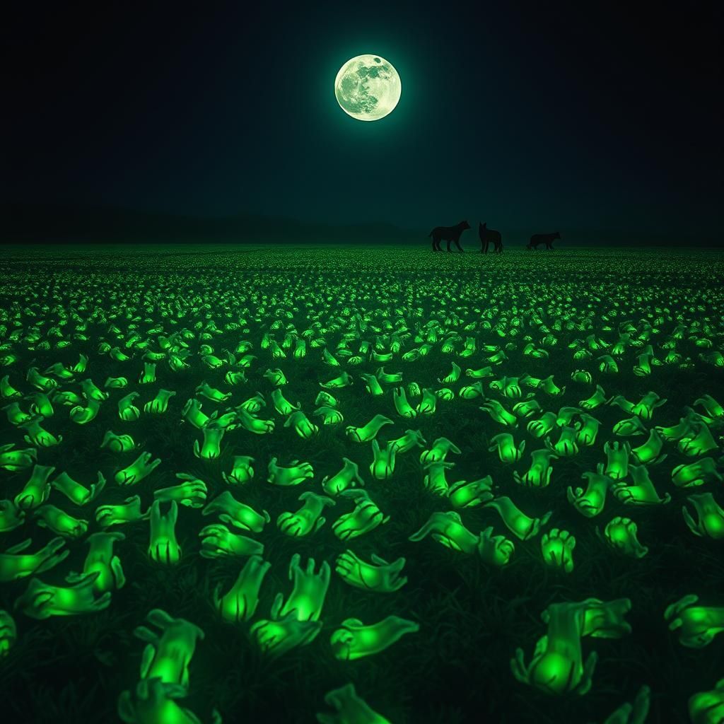 Ethereal Field of Glowing Rabbit Feet
