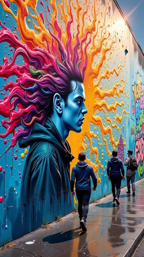 <lora:IOELAV:1.0> a iceroc graffiti in LA, IOELAV Hyperrealistic, splash art, concept art, mid shot, intricately detaile...