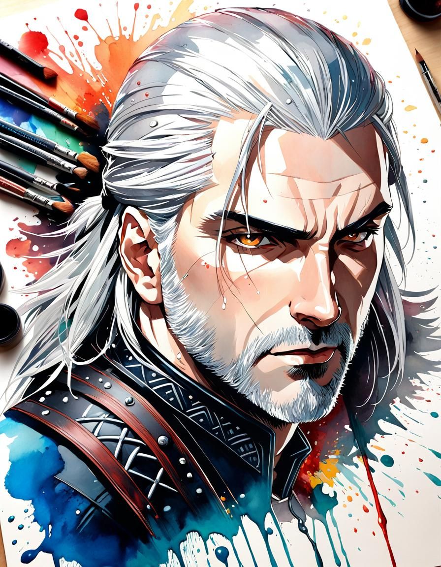 Hyperdetailed Manga Art of Geralt the Witcher