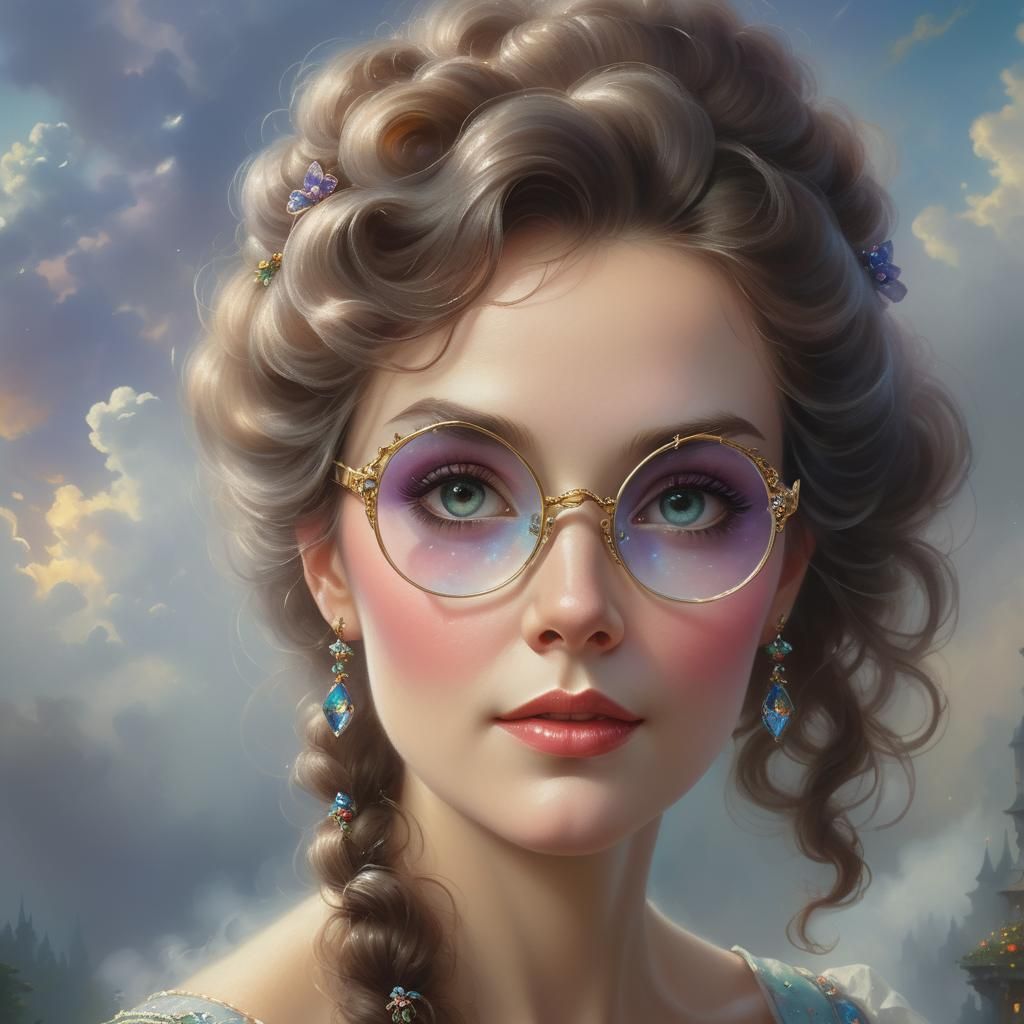 Ethereal Portrait: Woman with Elaborate Glasses