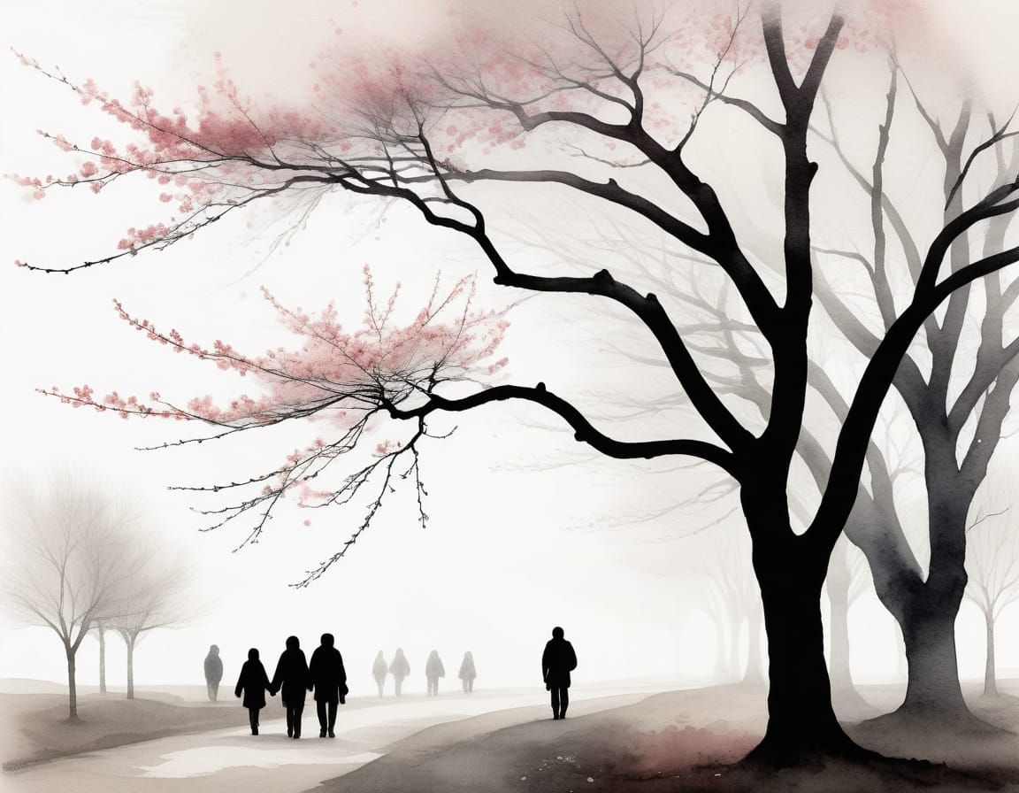 Watercolor Cherry Blossom Festival in Spring