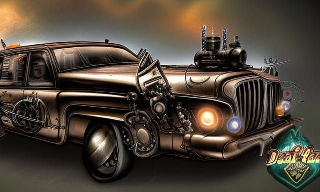 Steampunk Death Car: Hyper-Detailed Mechanical Art