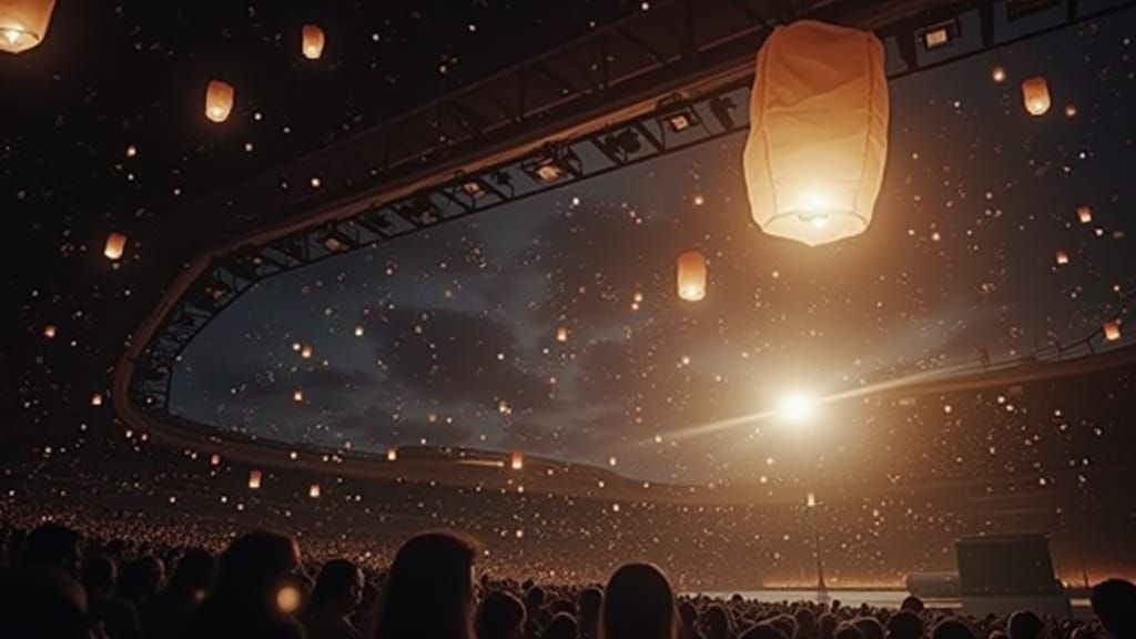 Twilight Stadium Aglow with Lanterns and Comets