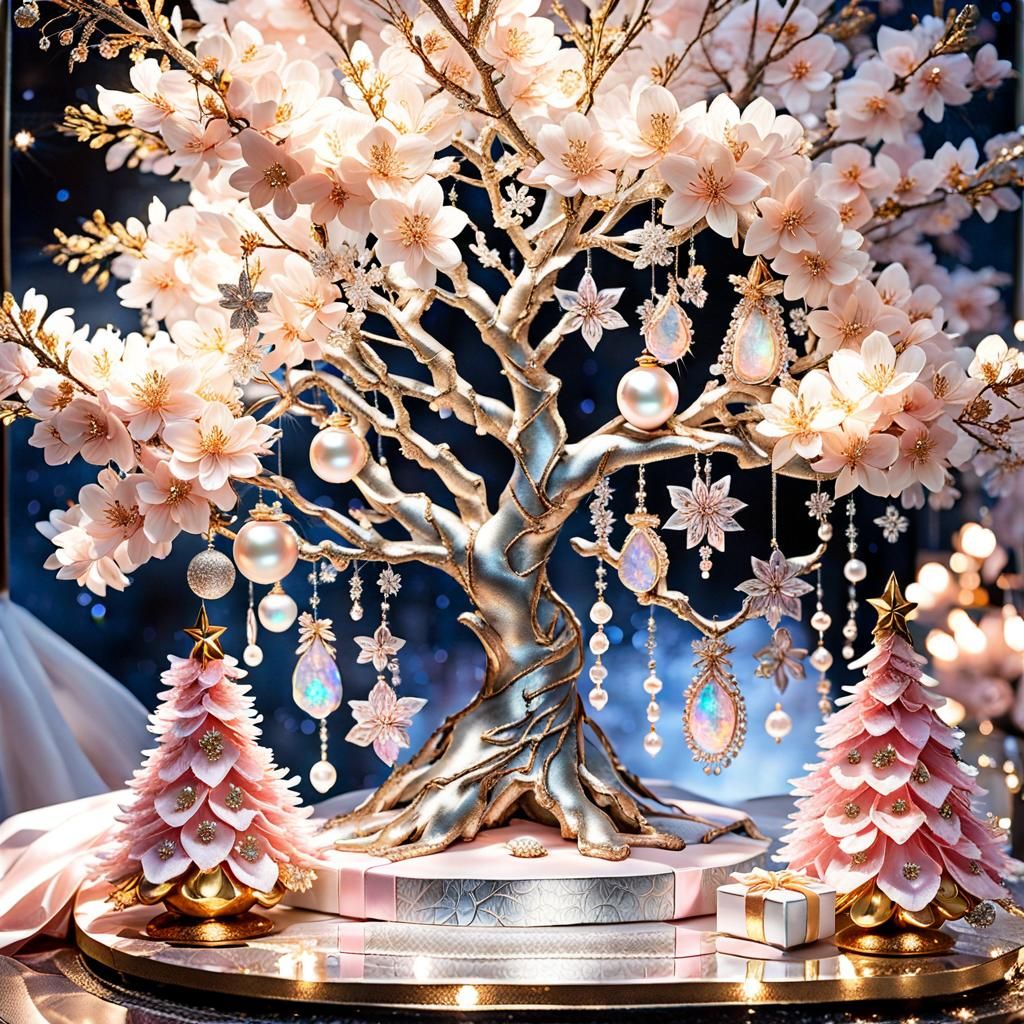 Sakura Christmas Tree with Cherry Blossom Decorations