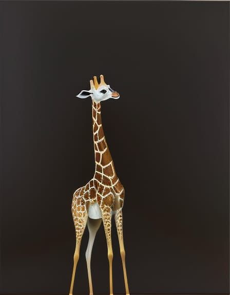 Giraffe on Hilltop: Impressionistic Oil Painting