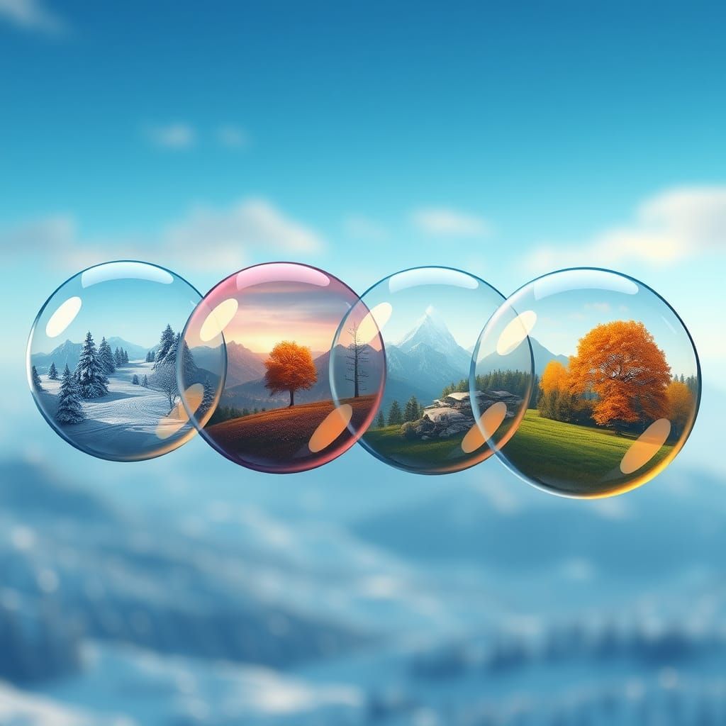 Four Seasons Reflected in Bubbles, Digital Art