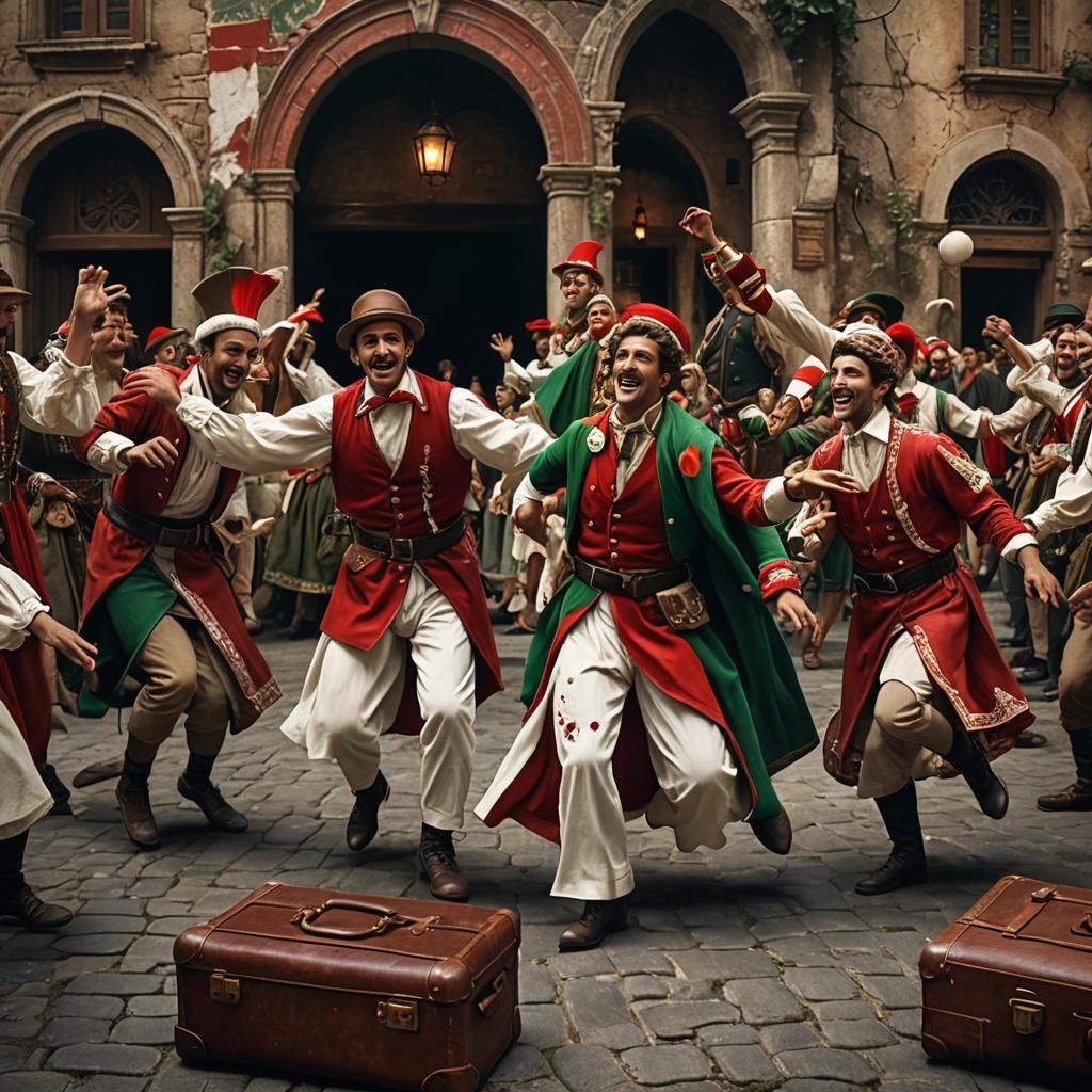Italian Folklore Dance: Detailed Matte Painting