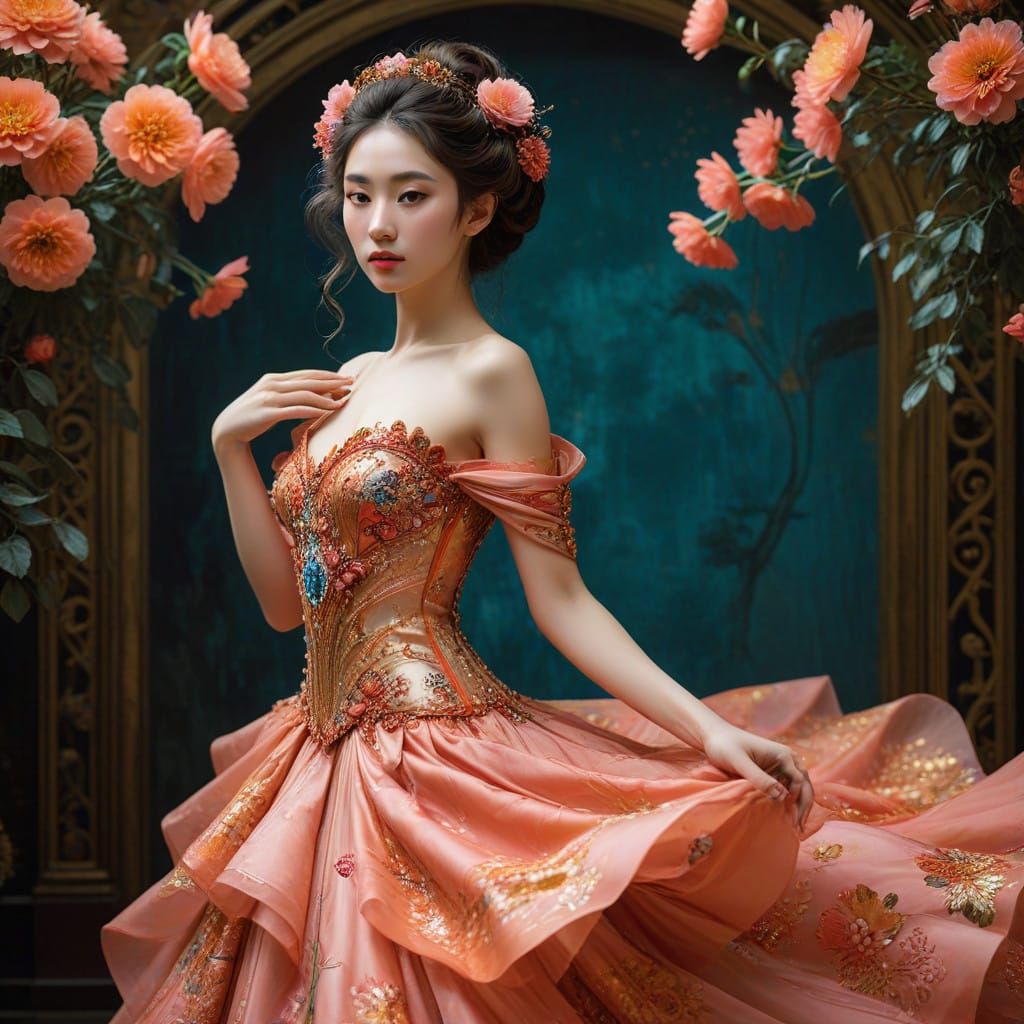 Elegant Chinese Ladies in Edwardian Ball Gowns