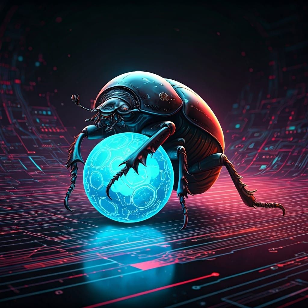 Dung Beetle in Cyberpunk Exosuit