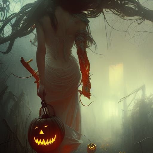 Dark Fantasy Trick-or-Treater, Hyperdetailed Concept Art