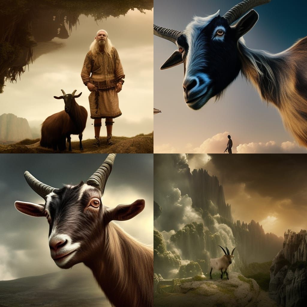 Dramatic Digital Painting of a Detailed Goat