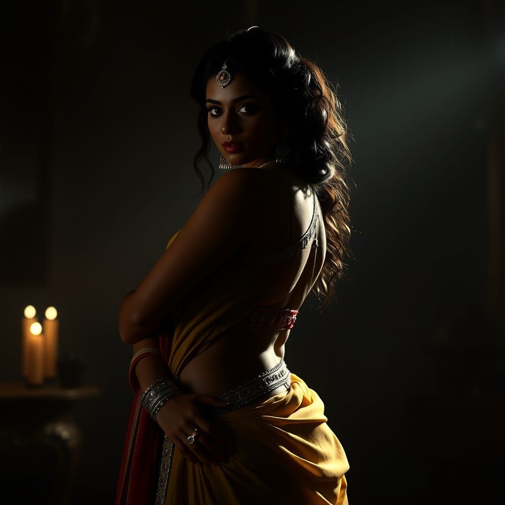 Voluptuous Woman in Chiaroscuro Lighting, Unreal Engine 3D