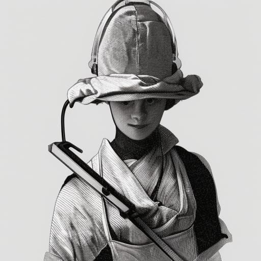 18th Century Architect Forging Keys: Linocut Portrait