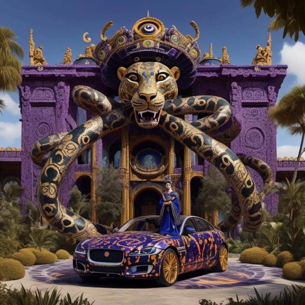 Snake and Jaguar Temple in Detailed Matte Painting