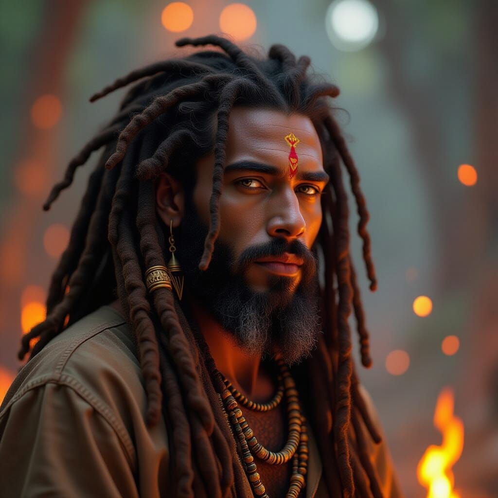 Rastafarian Man in Mystical Matte Painting