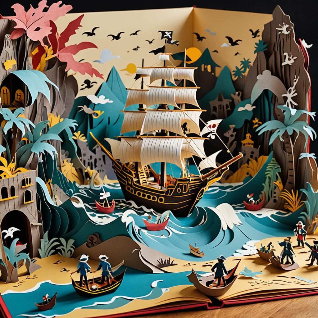 Pirate Adventure in Pop-Up Book Style