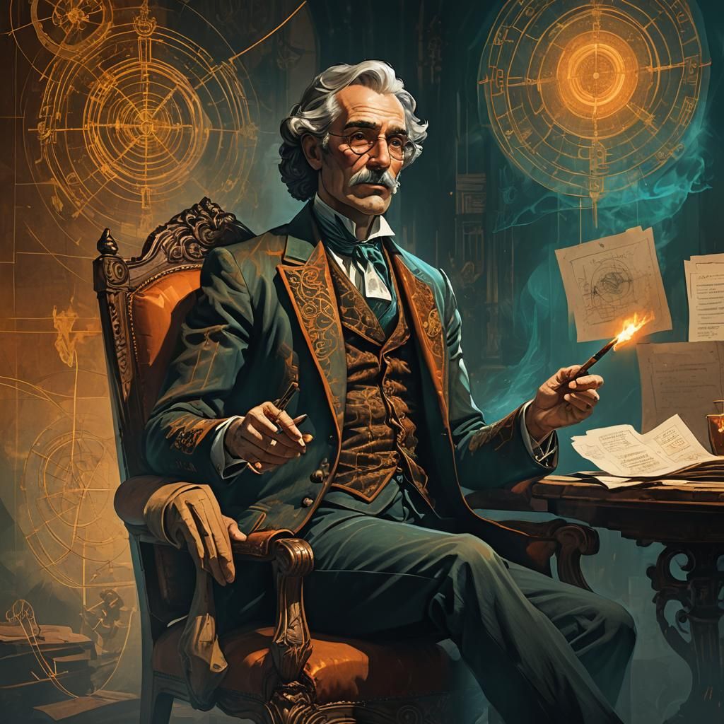 Researcher in Baroque Style with Eerie Lighting