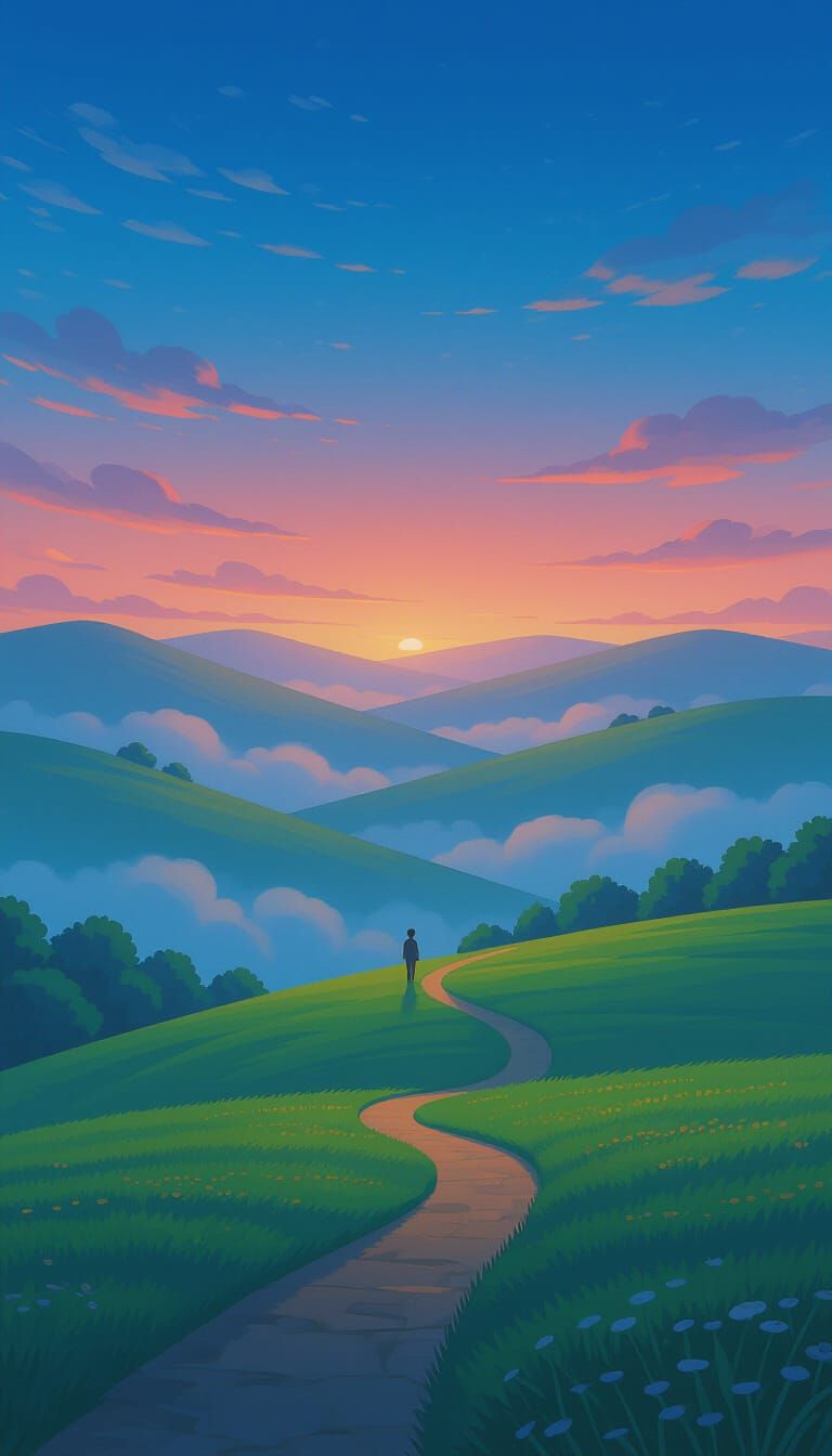 Romantic Landscape Book Cover Art in Anime Style