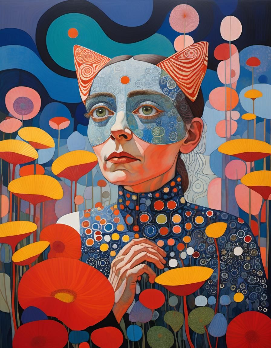 Woman in Vibrant, Intricately Detailed Artistic Style