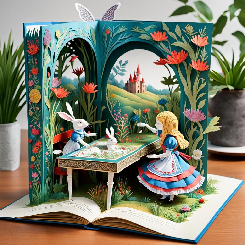 Alice in Wonderland Pop-Up Book Illustration