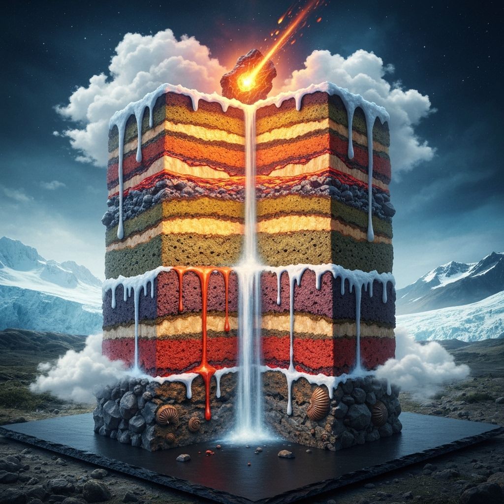 Spectacular Earth Layer Cake with Molten Meteorite Topping