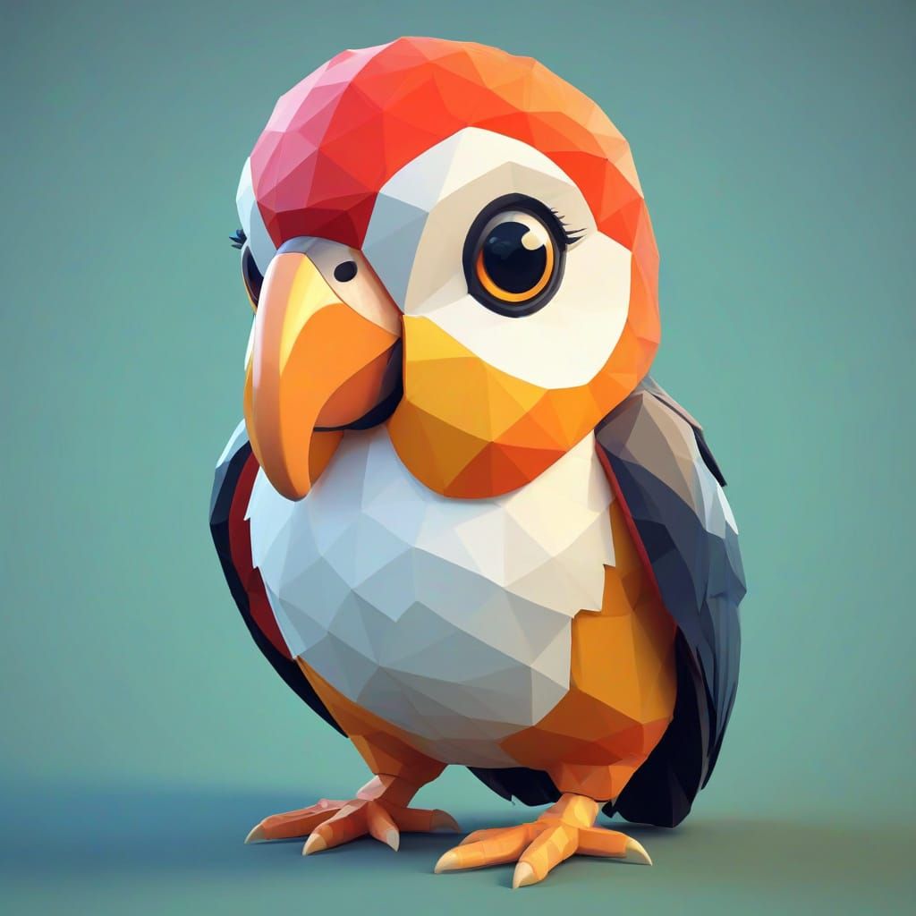 Low Poly Cute Polly Bird Character
