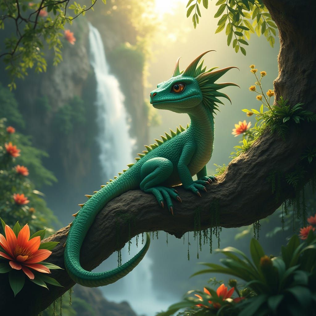 Emerald Forest Dragon in Majestic Jungle Setting