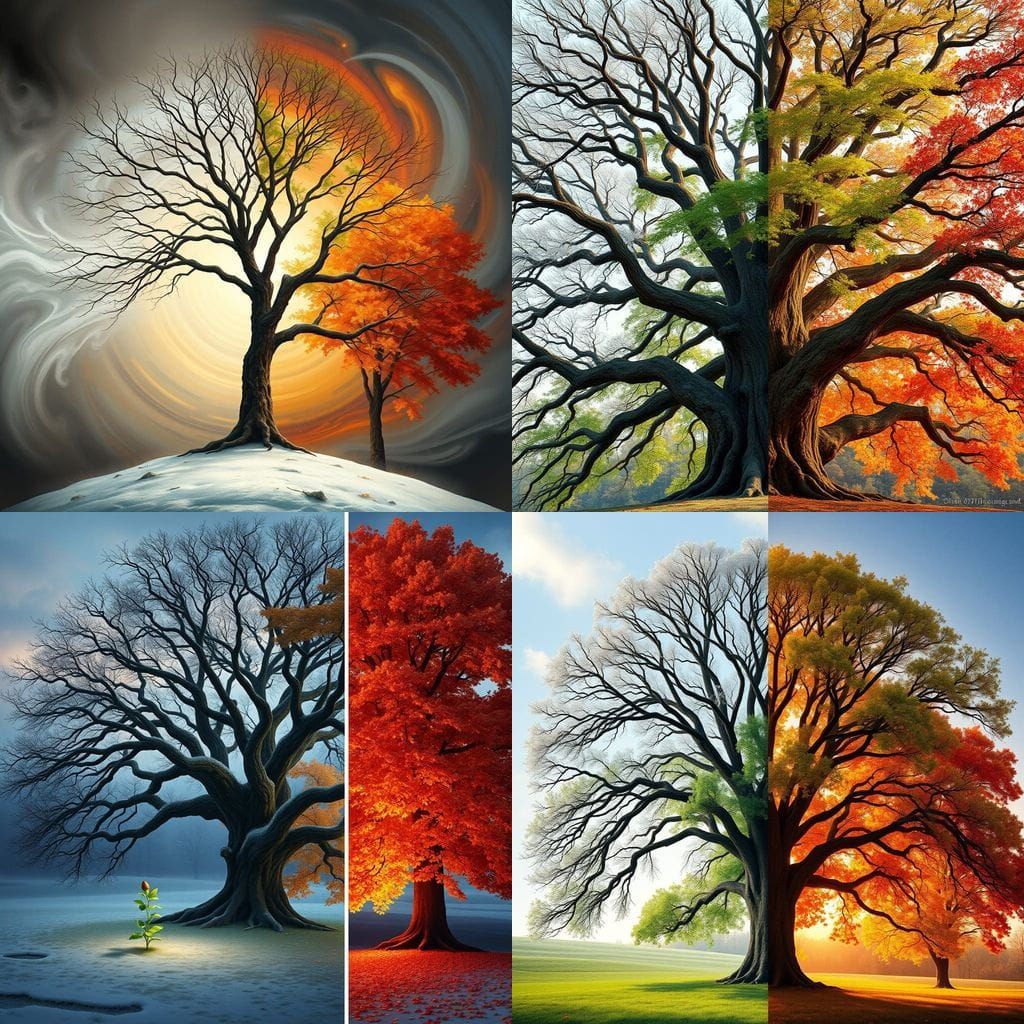 Four Seasons Tree: Winter, Spring, Summer, Autumn
