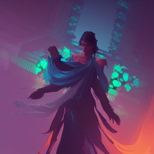 Detailed Concept Art in Orange and Teal