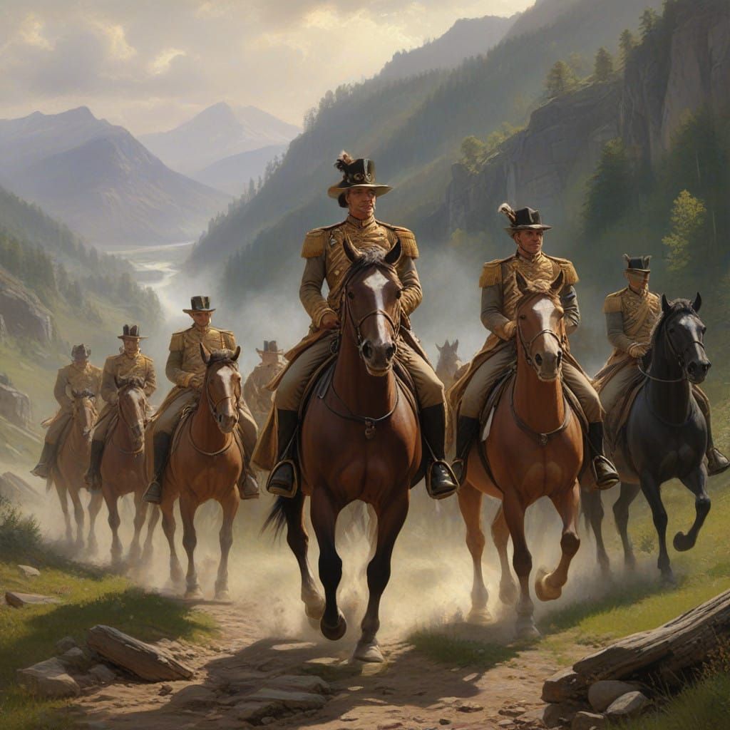 Majestic Horse Soldiers Ride Across the Rolling Hills