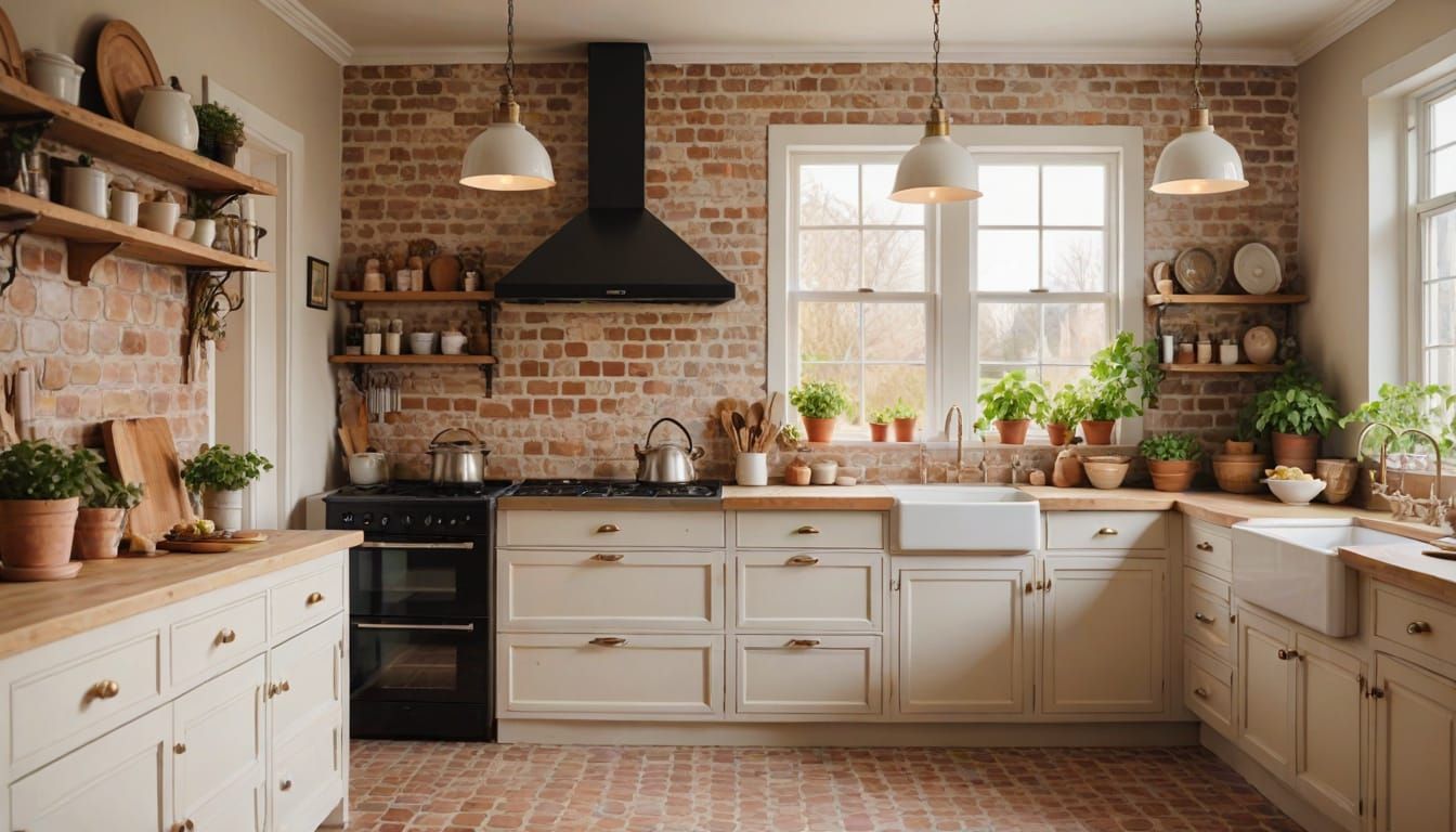 Warm Country Kitchen with Shabby Chic Charm