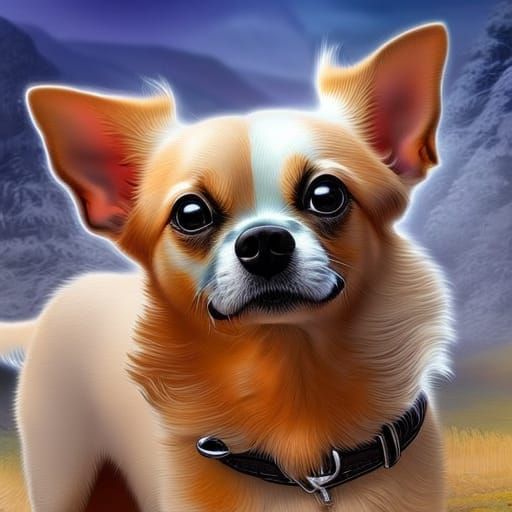 Hyperrealistic Chihuahua-Dachshund Mix in Splash Art Style