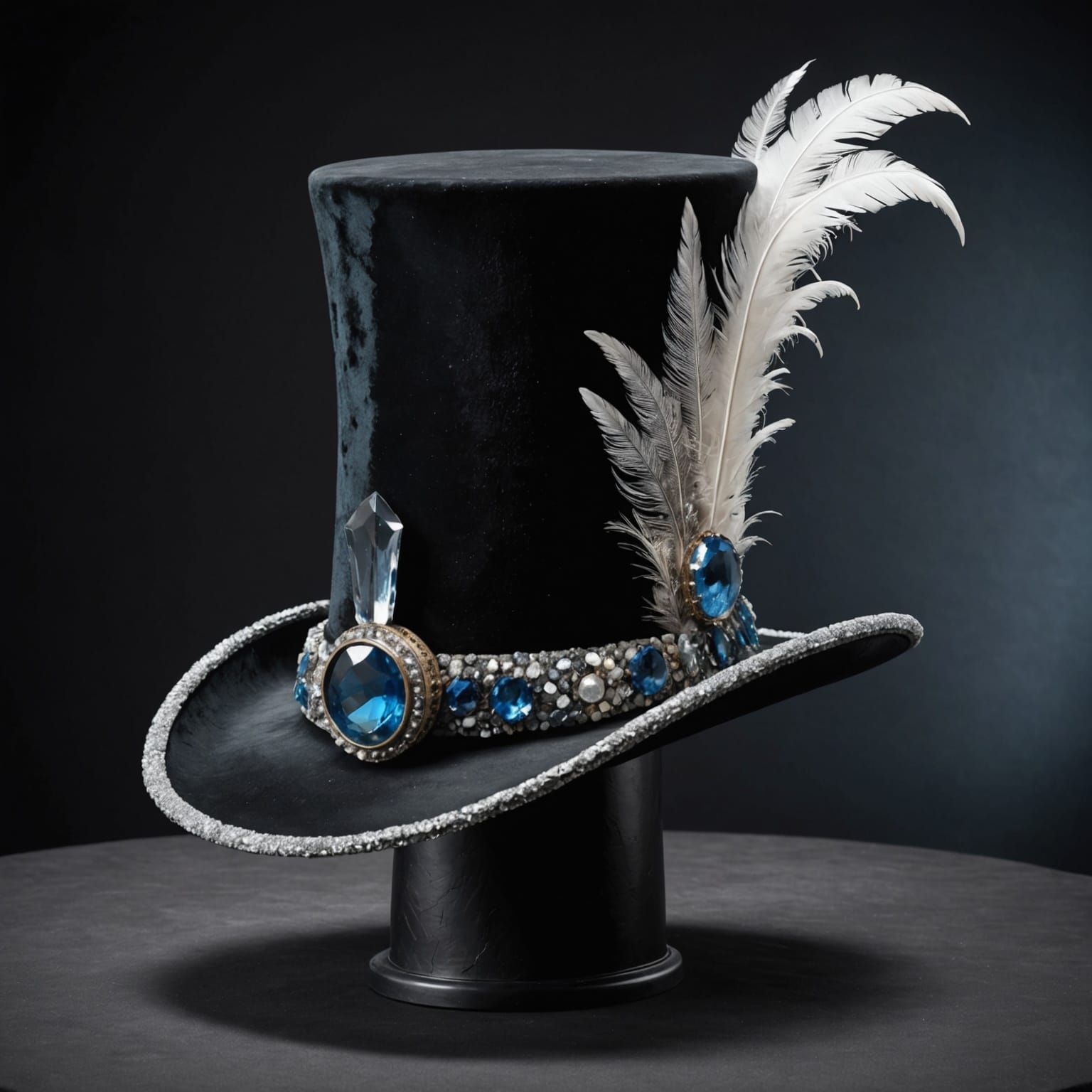 Victorian Top Hat Made of Crystal and Concrete in Space