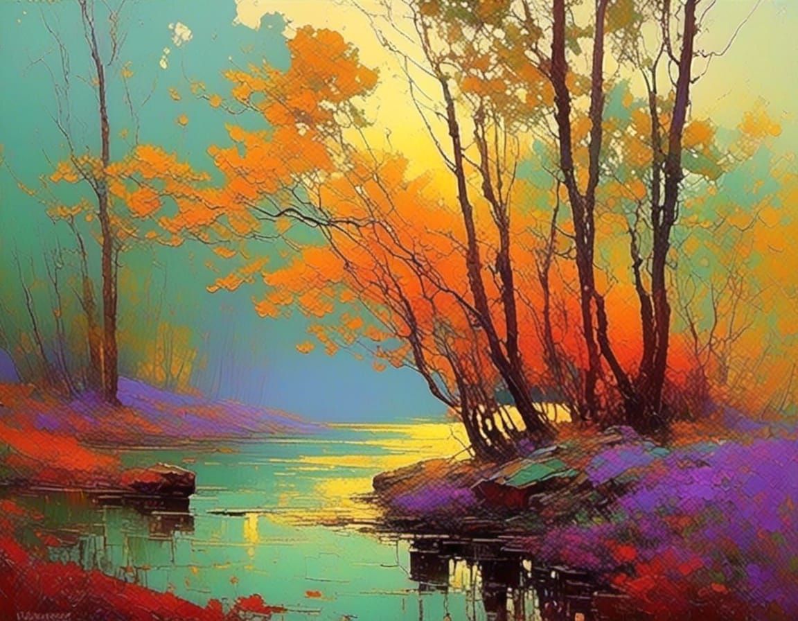 AI Generated Impasto Landscape