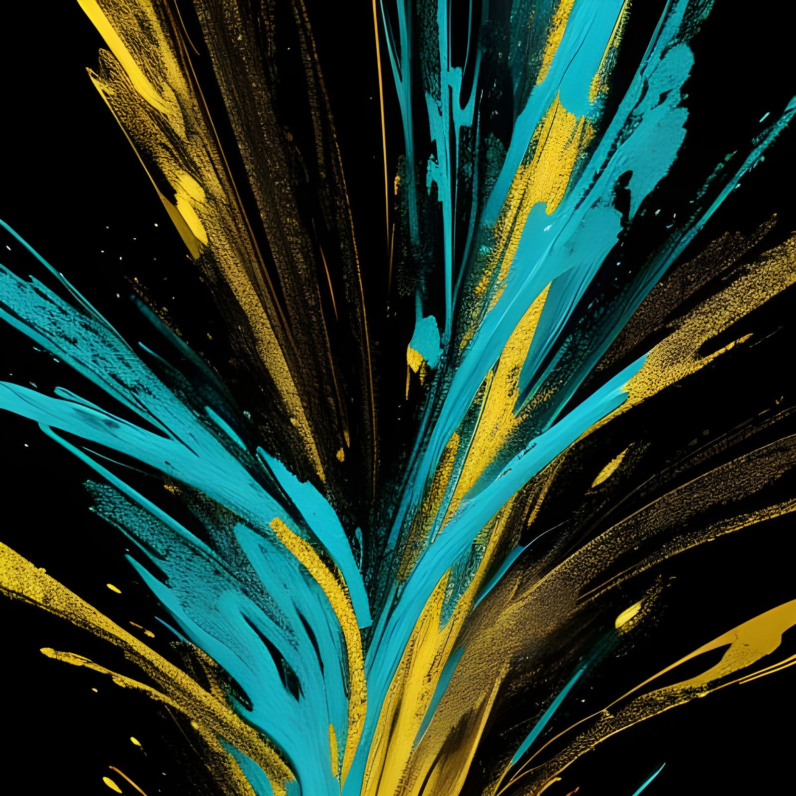 Abstract Light Forms in Gold, Turquoise, and Black