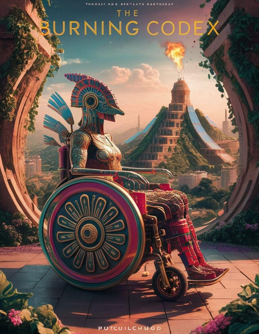 The Burning Codex: Solarpunk Novel Cover Art