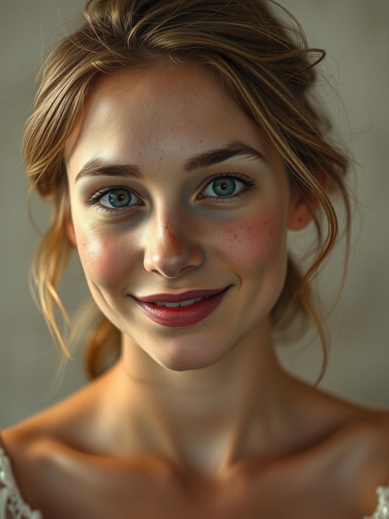 Impasto Portrait of a Young Woman with Freckles