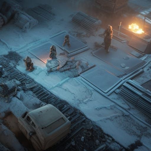 Desolate Wasteland in 3D Game Cinematic Style