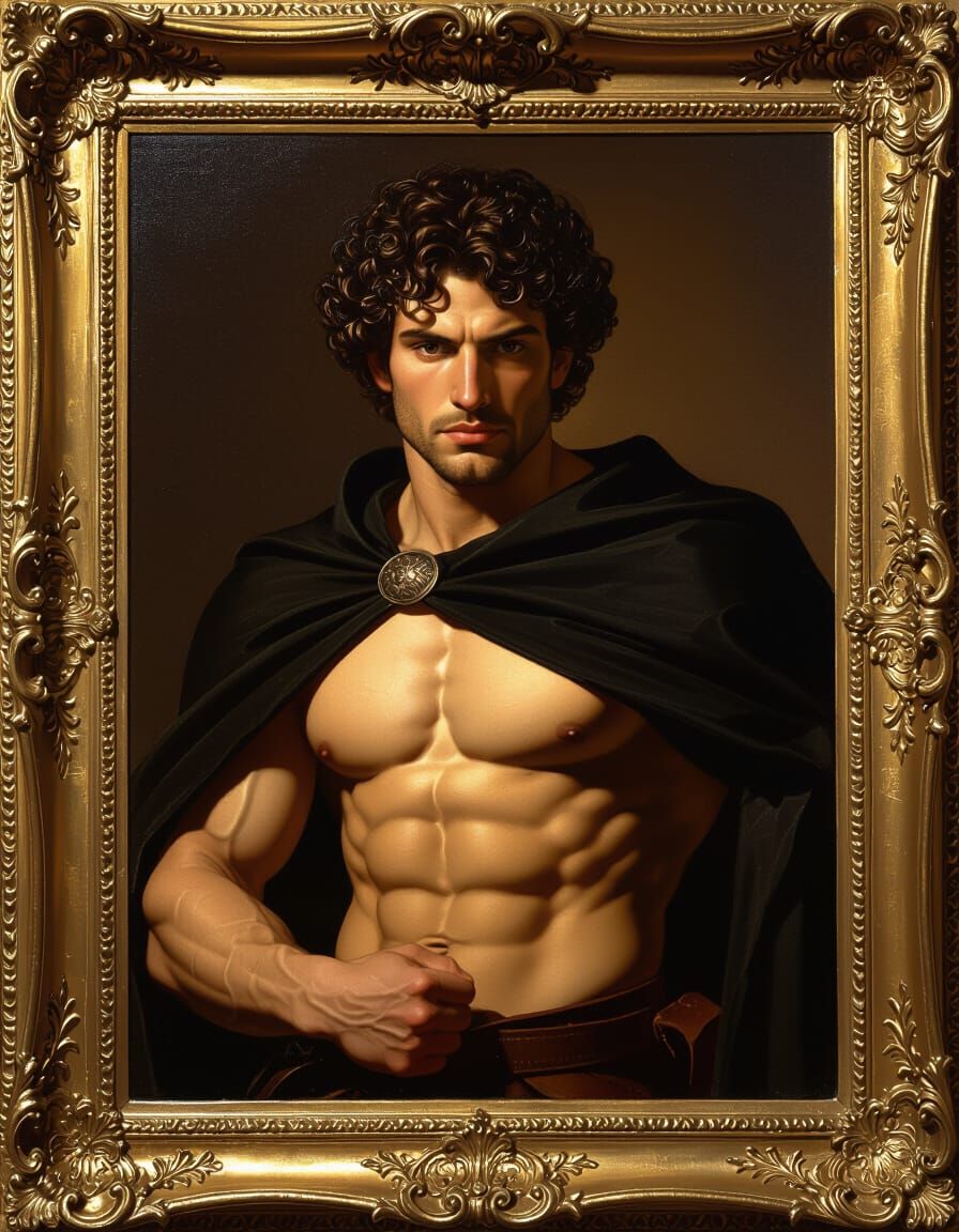 Baroque Portrait of a Muscular Man with Cloak