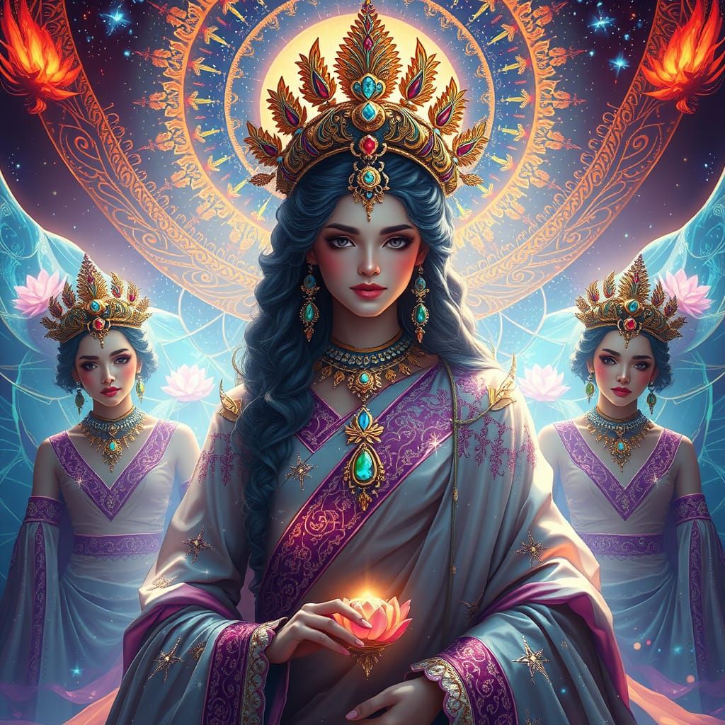 "Queen of Celestial Siam—elegant goddess dressed in royal si...