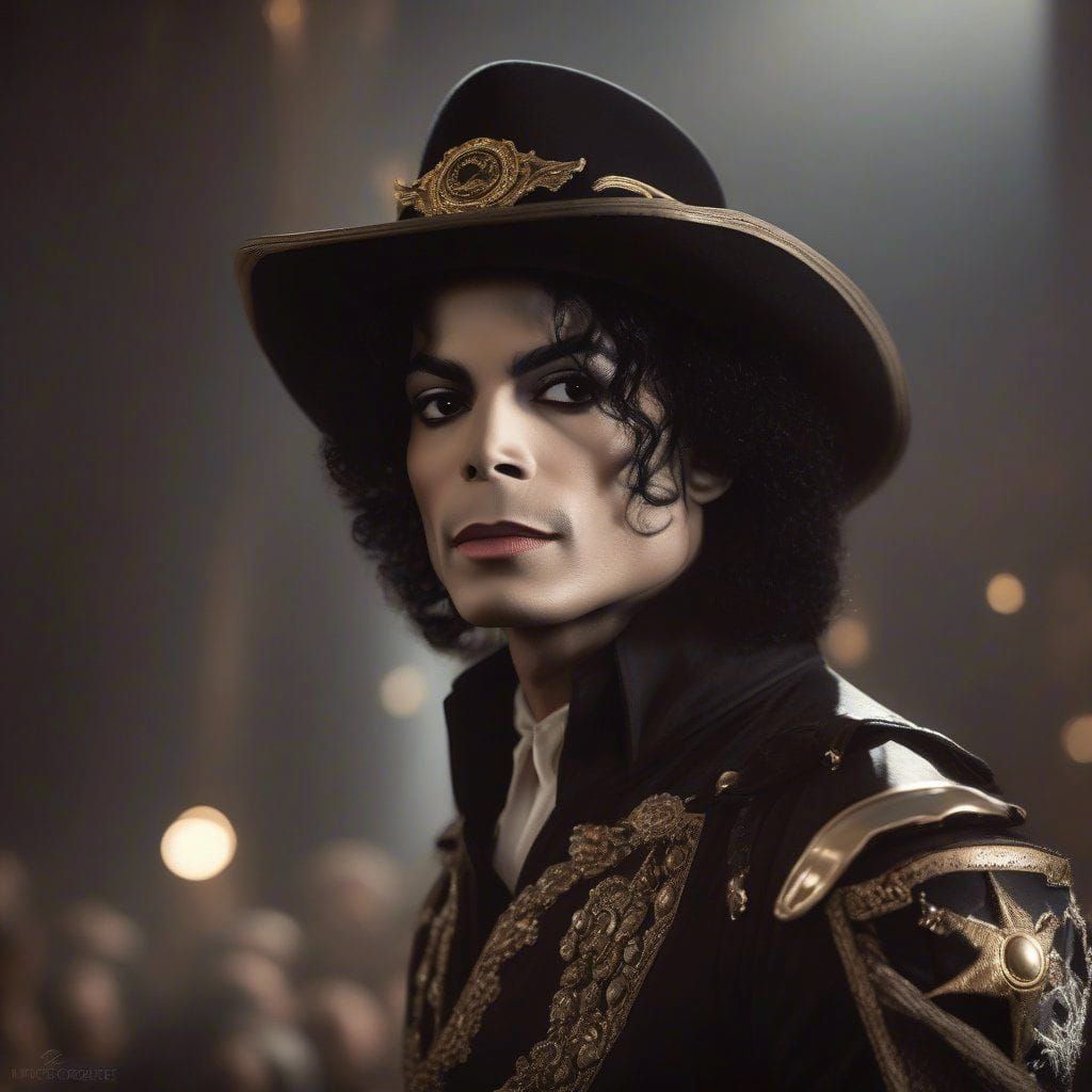 Portrait of Michael Jackson as Space Pirate from disney movie "Pirates of the space". Intricate _details. Elaborate back...