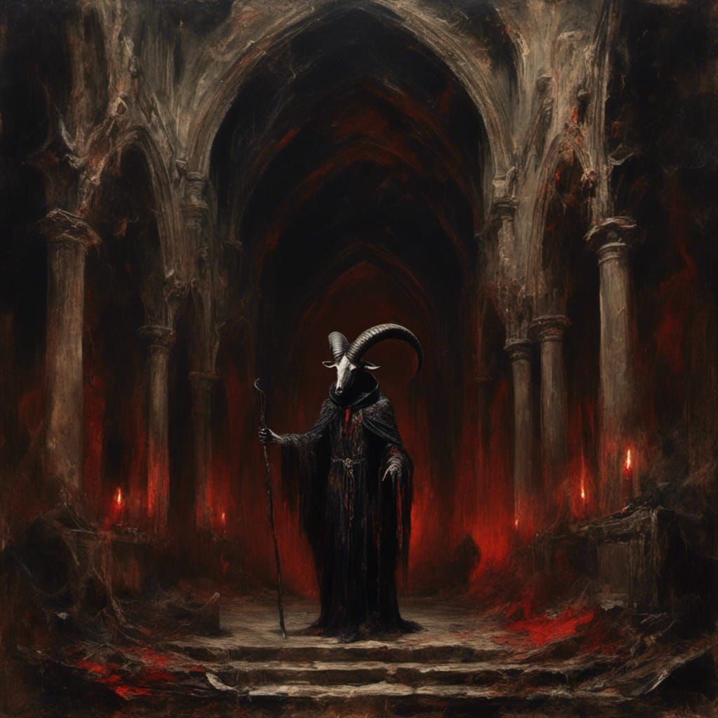 Baphomet Monk in Gothic Cathedral
