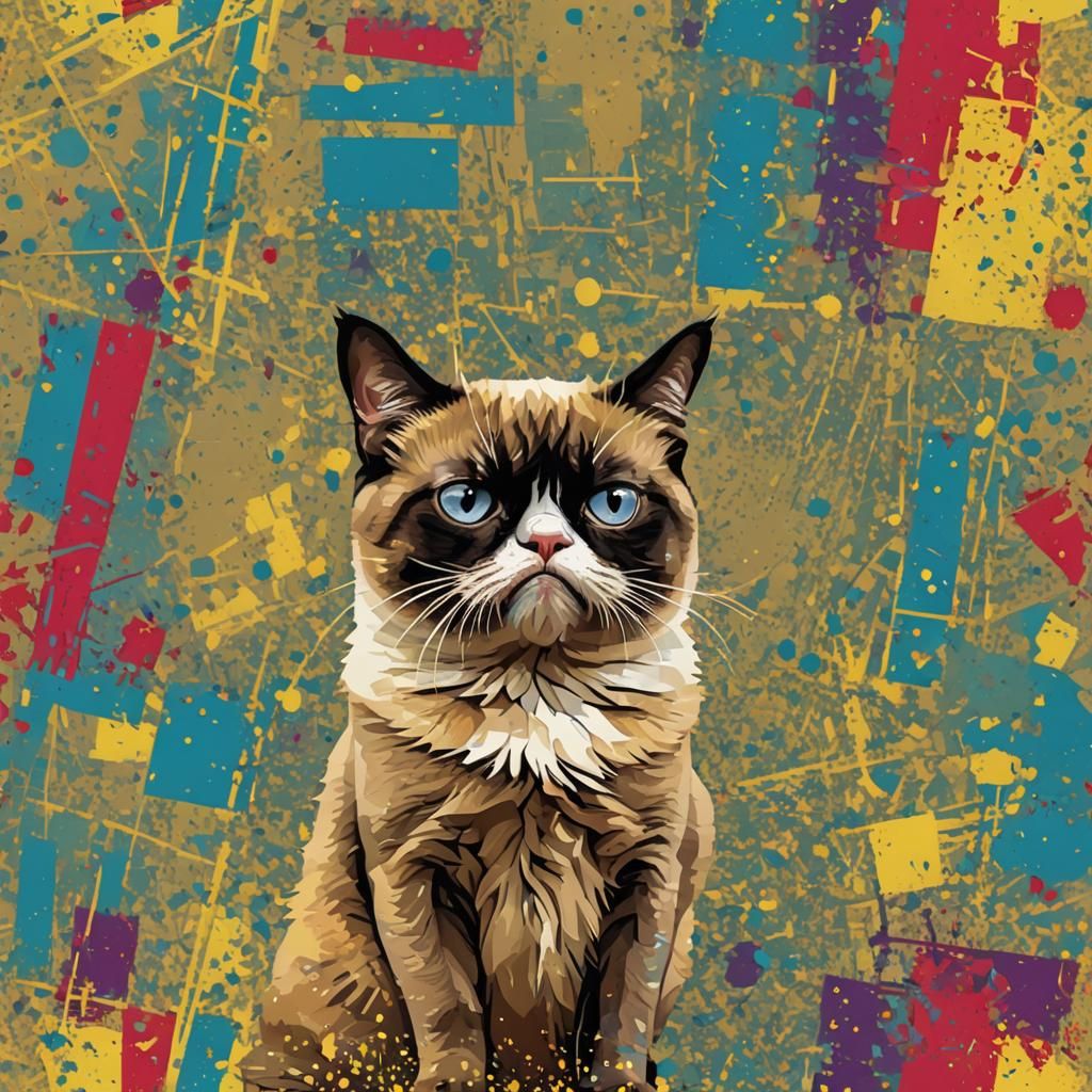 Grumpy Cat Pop Art Screen Print