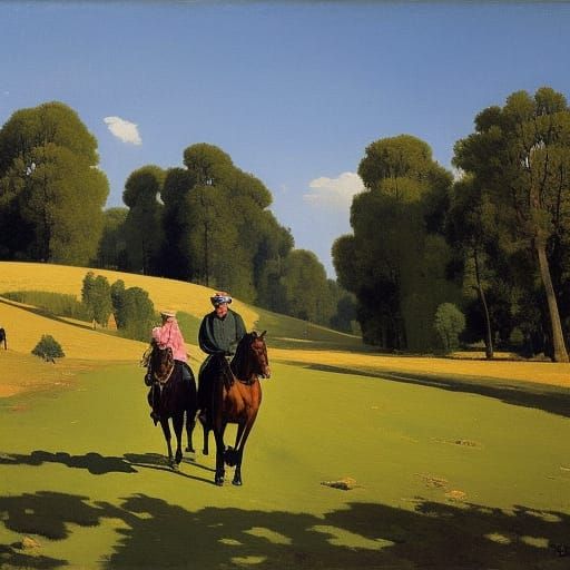 Forgotten Village: Horse-Drawn Carriage in Impressionist Sty...