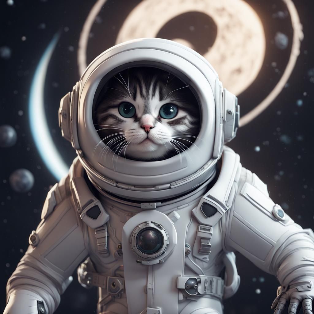 Astronaut Cat on the Moon in Pixar Style